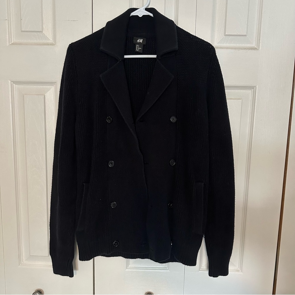 H&M Black Textured Knit Cardigan